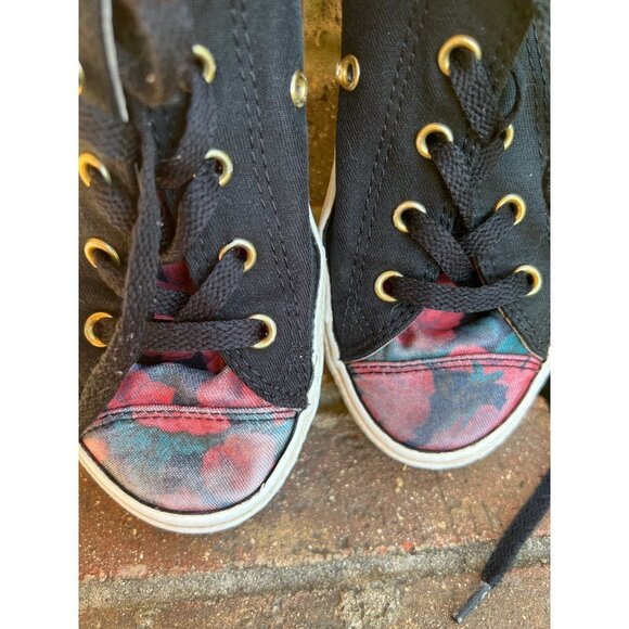 Converse All Star Low Top Black with Red Flowers Size 3 (WS75) - Picture 5 of 14